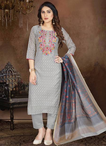Gray N F CHURIDAR 027 Heavy Festive Wear Designer Salwar Suit Collection N F C 635 GREY